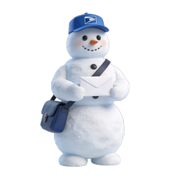 Snowman Mailman Icon - Postal Worker Winter Delivery