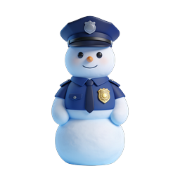 Schneemann-Polizist - Festliches 3D-Icon