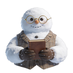 Snowman Reading Book - Cozy Winter Character Icon