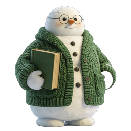 Cozy Snowman Reading Book - Festive Winter Icon