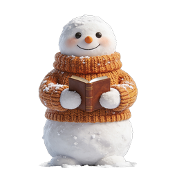 Snowman Reading Book Winter Holiday Icon | Cute 3D Illustration