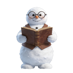 Snowman Reading Book Winter Character Icon