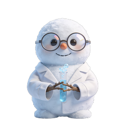 ไอคอน 3D นักวิทยาศาสตร์สโนว์แมน - ตัวละครห้องแล็บฤดูหนาว