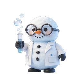 Muñeco de nieve científico con tubo de ensayo | Icono de ciencia de invierno
