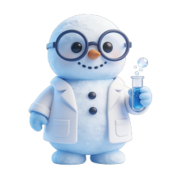 可爱实验室白褂雪人科学家 3D 图标