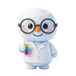 Cute Snowman Scientist with Test Tube Icon