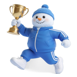 Snowman Trophy Winner Icon - 3D Clay Style