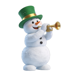 Festive Snowman Playing Trumpet 3D Icon
