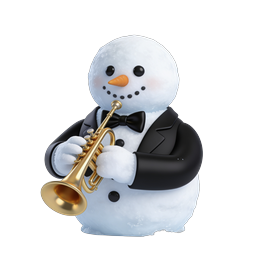 トランペットを吹くスノーマンのホリデーアイコン - クリスマスミュージック