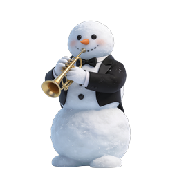 Snowman Playing Trumpet - Festive Winter Musician Icon