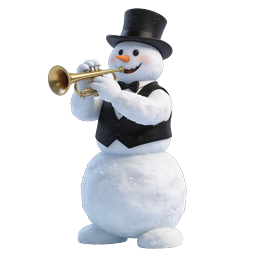 Icône 3D de bonhomme de neige jouant de la trompette réaliste