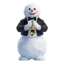 Snowman Trumpet Player in Tuxedo - 3D Holiday Icon