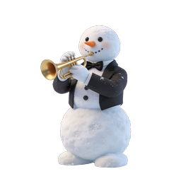 Elegant Snowman Playing Trumpet Christmas Icon