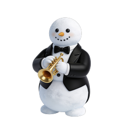 Snowman Trumpet Player in Tuxedo - Christmas Music Icon