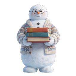 Cute Snowman Holding Books - Winter 3D Icon
