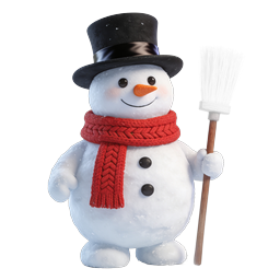 Cute 3D Snowman with Top Hat and Broom Icon