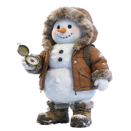 Adorable Snowman Explorer with Compass Winter Icon