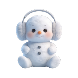 Cute Snowman with Fluffy Earmuffs Winter Icon