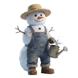 Charming Snowman with Frosted Flower Watering Can Icon