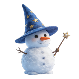 Cute Snowman Wizard Icon with Star Wand for Christmas