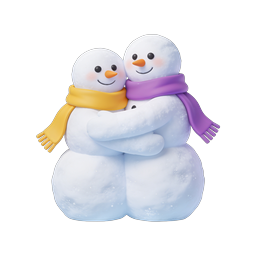 Cute Snowmen Hug Icon - Winter Holiday Clay Style