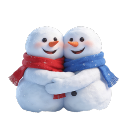 Adorable Snowmen Hugging - Winter Holiday Icon