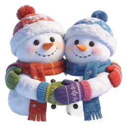 Adorable Snowmen Hugging Christmas Winter Icon