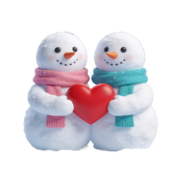 Snowmen Love Heart Icon - Romantic Winter Couple