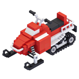 Ícone 3D Pixel Art de Moto de Neve Isométrica