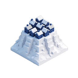 Snowy Isometric Village Icon | Winter Mountain Houses