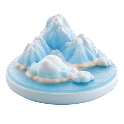 Icona 3D isola montana innevata - Design paesaggio invernale