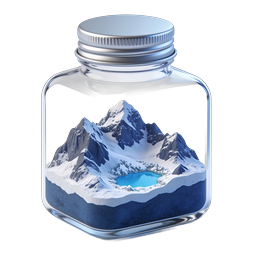 Snowy Mountain in Glass Jar - Realistic 3D Icon
