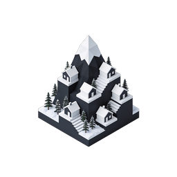 Snowy Mountain Village Isometric Winter Scene Icon