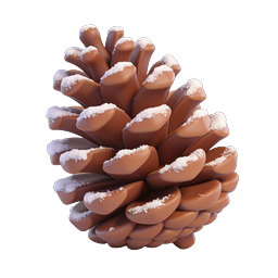 Snowy Pine Cone 3D Icon - Winter Nature