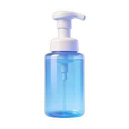 3D Soap Pump Dispenser Icon - Blue Liquid Bottle