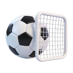 Soccer Ball and Goal Net Icon | 3D Sports Illustration