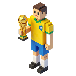 Voxel Soccer Champion with Golden Trophy Icon