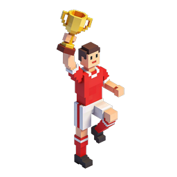 Voxel Soccer Champion with Trophy - 3D Sports Icon