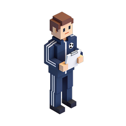 Soccer Coach Voxel Character Icon | 3D Isometric Sports