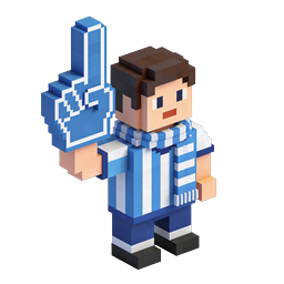 Soccer Fan Voxel 3D Character Icon for Sports Apps