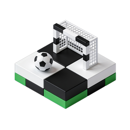 Soccer Field 3D Isometric Icon with Goal and Ball