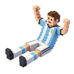 Soccer Player Celebration 3D Voxel Icon for Sports Apps