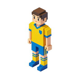 Isometric Soccer Player Character Icon - Voxel Style