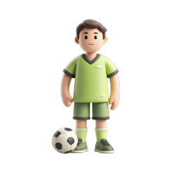3D Soccer Player Character Icon with Ball