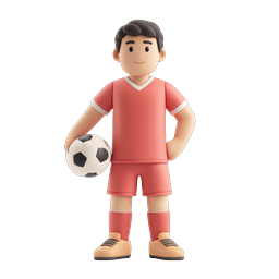 Soccer Player Character 3D Icon - Youth Football Mascot
