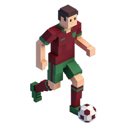 Isometric Soccer Player Voxel Icon - 3D Football Character