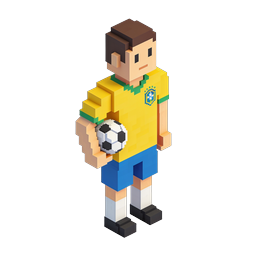 Isometric Soccer Player Voxel Icon | 3D Football Character