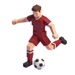 Soccer Player Kicking Ball - 3D Low-Poly Sports Icon