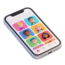 Social App Smartphone with Colorful Character Avatars