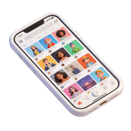 3D Social Community App Smartphone Icon | Modern UI